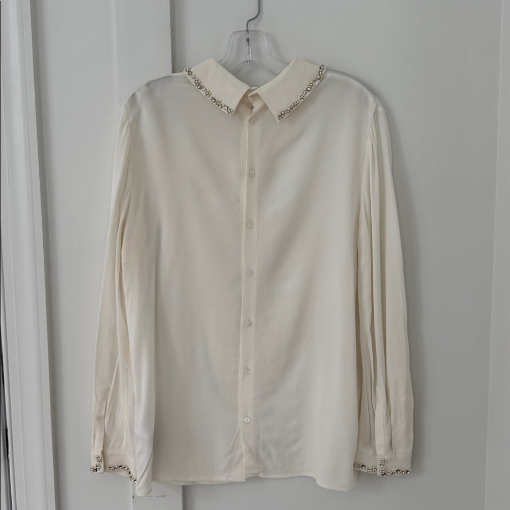 Miu Miu Blouse Embellished Collar And Sleeve Size 44 - Picture 6 of 9
